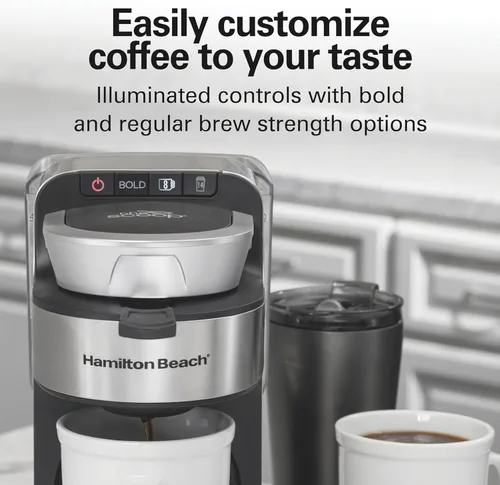 Miniatura 10 de Hamilton Beach The Scoop - Cafetera de una sola porción y cafetera de molido rápido para tazas de 8-14 onzas, se prepara en minutos, depósito