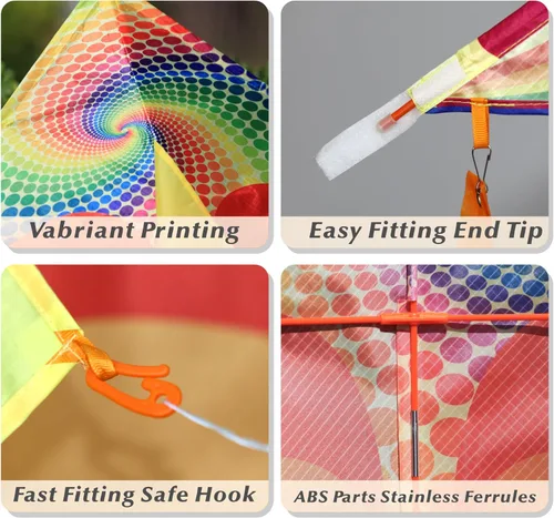 Miniatura 7 de ORGCLDKT-Rainbow Cruiser Delta Kite, Kites for Kids Ages 8-12,4-8,Boys,Girls,Kites for Adults,Beach,Beginners,Giant.1Pc or 3Pcs Pack. Easy to Fly.