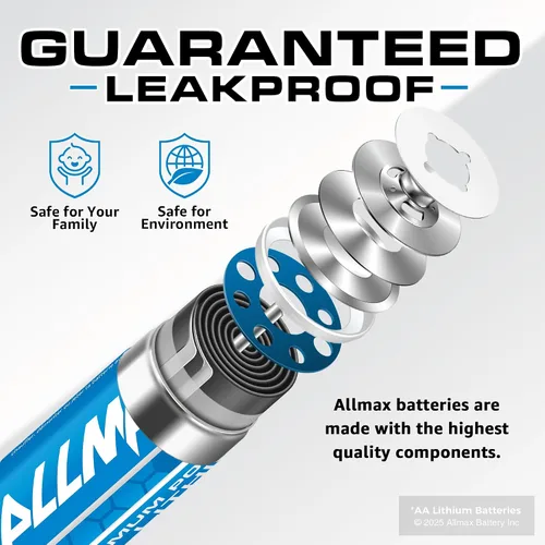 Miniatura 4 de Baterías de litio AA de Allmax Máxima Potencia (12 unidades) – De mayor duración, a prueba de derrames, vida útil de 20 años, rendimiento máximo