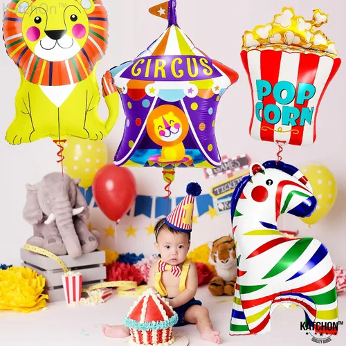 Miniatura 6 de KatchOn, Xtralarge, Globos de carnaval - 4 piezas Decoraciones de fiesta temática de carnaval Globos de circo para decoraciones de carnaval