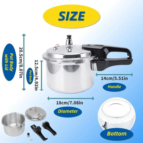 Miniatura 6 de VINGVO Olla a presión de acero inoxidable 3L, rendimiento confiable, exquisita mano de obra, olla a presión de acero inoxidable de grado alimenticio
