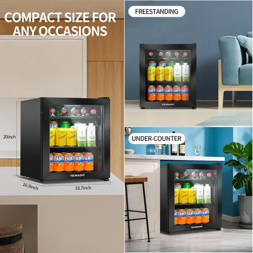 Miniatura 8 de Refrigerador de Bebidas, Mini Refrigerador, Independiente, 1.6 Pies Cúbicos se Enfría Hasta 32 ℉, Acero Inoxidable, Pantalla Táctil LED Control