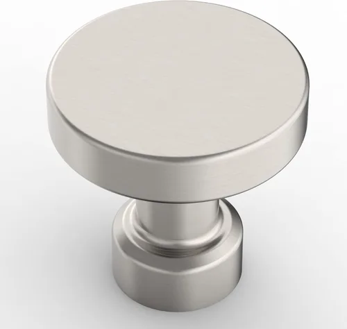 Miniatura 9 de Amerdeco - Paquete de 10 pomos de cocina de latón cepillado para armarios con un solo orificio, tiradores redondos dorados para cajones, pomos
