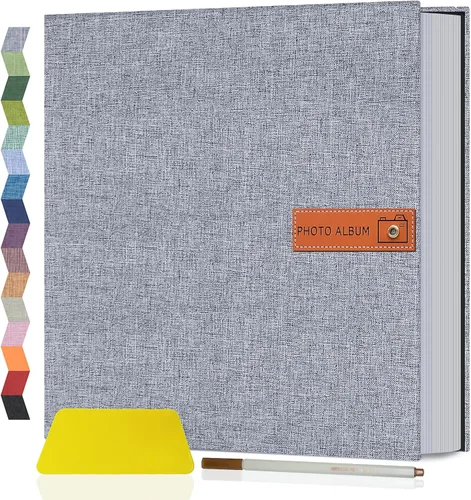 Miniatura 18 de Popotop Álbum de fotos grande autoadhesivo 4x6 5x7 8x10, álbum de recortes DIY, libro de fotos, regalos para mamá, familia, bebé y boda, con Azul