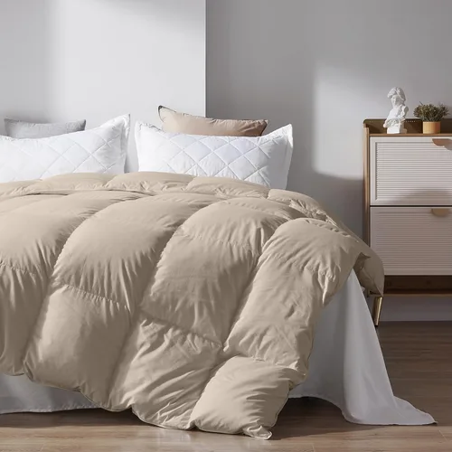 Miniatura 2 de Blue Ridge Home Fashions - Edredón de plumón tamaño Queen, clásico cálido de 250 hilos, relleno de edredón de color lino, fabricado en Estados Unidos