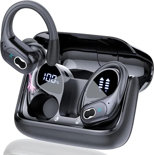 Auriculares inalámbricos Bluetooth 5.4 de 75 horas para deporte, auriculares Bluetooth 2025 estéreo con graves profundos sobre la oreja con ganchos