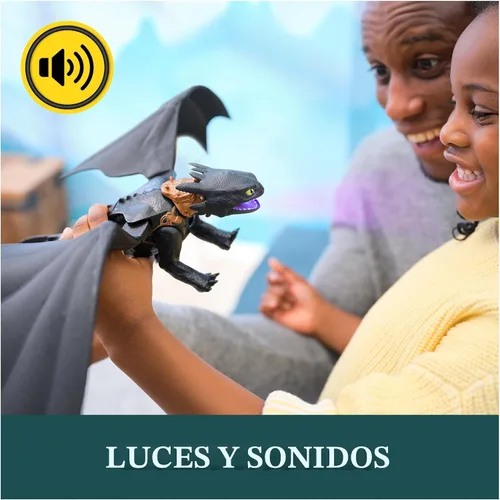 Miniatura 3 de DreamWorks Dragons, Figura de acción How to Train Your Dragon, Ultimate Plasma Blast Toothless, alas de 25 pulgadas con luces y sonidos, juguetes