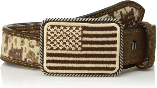 ARIAT Patriota deportivo para niño con cinturón de hebilla de bandera de Estados Unidos (niños pequeñosniños grandes)