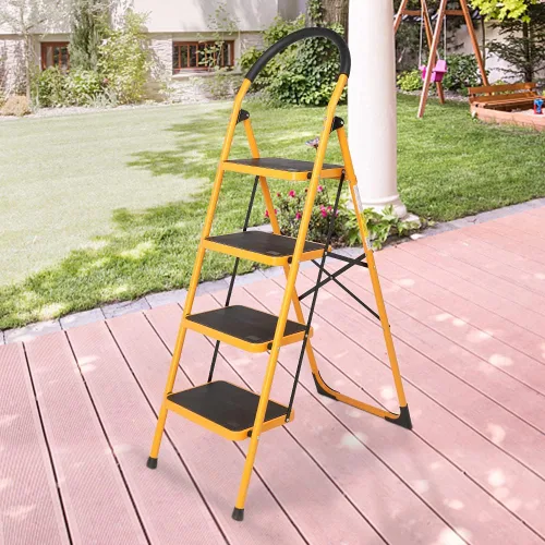 Miniatura 8 de Escalera plegable de 3/4, taburete de escalera con práctico mango antideslizante, resistente y pedal ancho, taburete portátil de acero de 330
