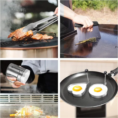 Miniatura 6 de Accesorios de plancha para Blackstone con prensa para hamburguesas aplastadas, kit de accesorios de plancha de 19 piezas para Hibachi, espátula