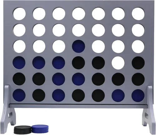 Miniatura 53 de Juego gigante 4 en una fila para familia y adultos – Tailgating Pros Jumbo de madera gris cuatro en una fila juego de patio para interiores