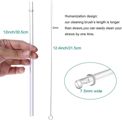 Miniatura 2 de Dakoufish Pajitas de repuesto de plástico transparente de 12 pulgadas de largo para tarros Mason de 40 onzas, 30 onzas, 24 onzas, juego de 12