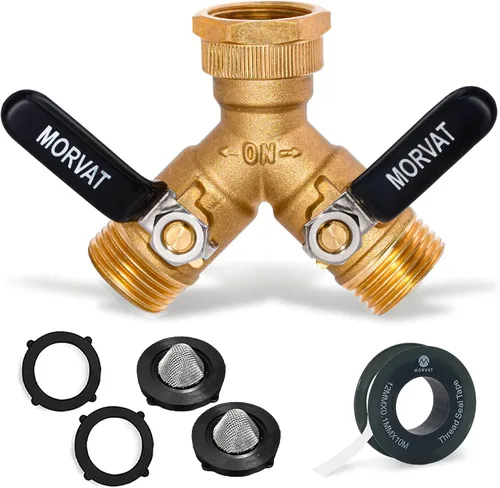 Miniatura 7 de Morvat - Conector de latón para manguera de jardín (2 vías)