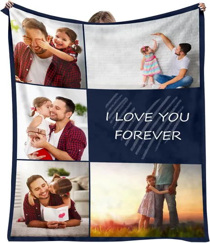 Miniatura 7 de YESCUSTOM Manta personalizada con 10 fotos, manta familiar personalizada para mamá y papá, mantas personalizadas de collage de fotos, mantas