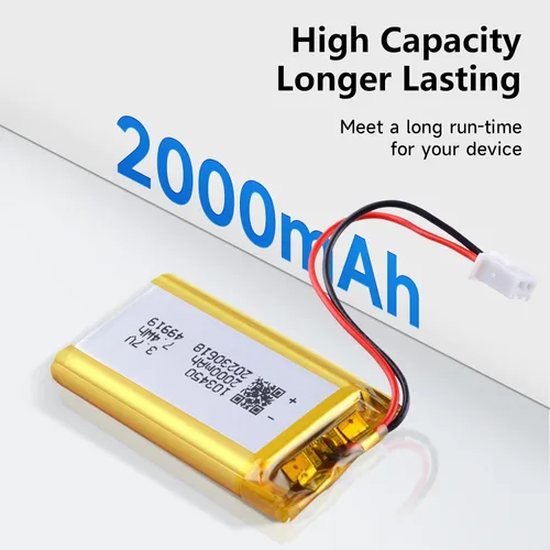 Miniatura 3 de Paquete de 2 baterías de 3.7 V 2000 mAh 103450, 103450 baterías con conector JST PH de 0.079 in para controlador PS4 serie CUH-ZCT1