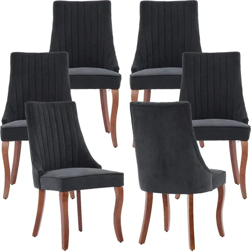 Miniatura 8 de Juego de 2 sillas de comedor modernas de mediados de siglo, tapizadas de tela beige, sillas de cocina y comedor, sillas de cocina con patas