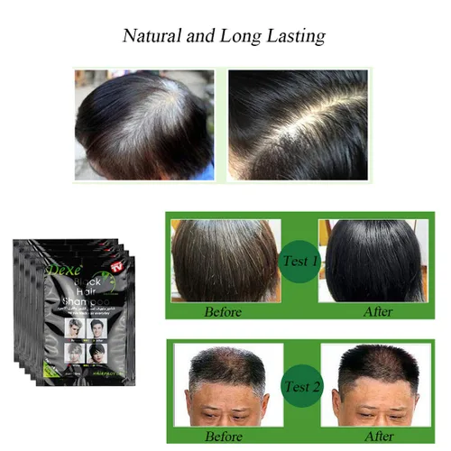 Miniatura 4 de Champú de tinte instantáneo para el cabello Champú semipermanente para el cabello - 10 bolsas/caja (negro)