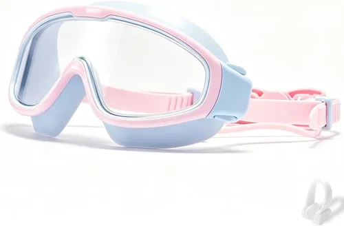 Miniatura 6 de Gafas de natación para niños de 6 a 12 años, visión amplia, antivaho, protección UV, sin fugas, gafas de natación para niños y niñas Negro azul