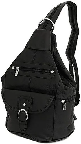 Miniatura 2 de Mochila convertible de cuero para mujer, 7 bolsillos, tamaño mediano, bolsa de hombro