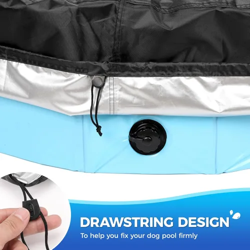 Miniatura 3 de Tufmunb Cubierta plegable de 48 pulgadas para piscina de baño y mascotas, cubierta de piscina plegable redonda portátil con material de tela Oxford