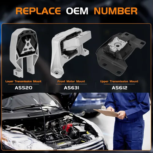 Miniatura 3 de Juego de 3 piezas de motor y montaje de transmisión compatible con Ford Escape 2013 2014 2015 2016, Transit Connect 2014-2021 2.0L 2.5L Motor