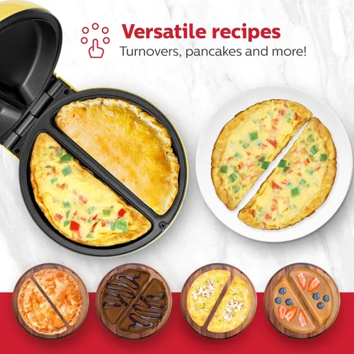 Miniatura 6 de Holstein Housewares - Máquina para hacer tortillas y frittatas de acero inoxidable de 2 secciones, revestimiento antiadherente, fácil de limpiar