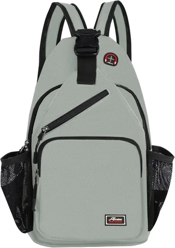Miniatura 9 de Mochila bandolera para hombres y mujeres, mochila de hombro, bolsa de viaje, senderismo, bolsa de pecho, mochila (blanco)