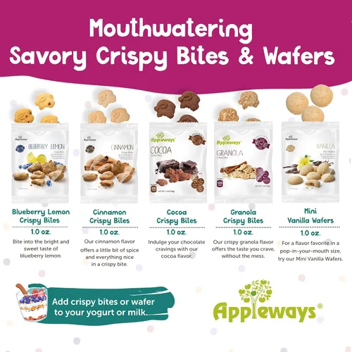 Miniatura 6 de Appleways Mini galletas de obleas de vainilla, 1.0 onzas cada una, 108 unidades, paquetes individuales de obleas de vainilla, mini galletas sin