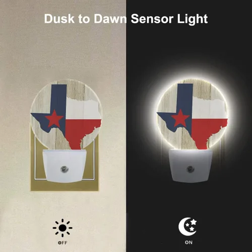 Miniatura 3 de EKOBLA Luces nocturnas de bandera de Texas, enchufables a la pared, luz nocturna rústica del estado de Texas con sensor de atardecer a amanecer