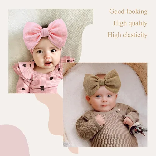 Miniatura 2 de YanJie Diademas para bebé, hechas a mano, de nailon, elásticas, con lazos para el pelo, para recién nacidos, niñas, niños pequeños y niños en negro