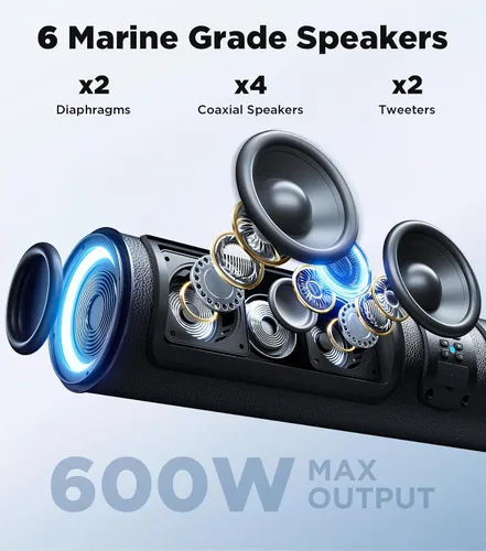 Miniatura 3 de Ehaho Barra de sonido para carrito de golf Bluetooth con altavoces retroiluminados multicolor, barra de sonido estéreo UTV impermeable de 27