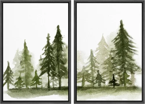 Miniatura 88 de SIGNWIN Lienzo enmarcado para pared, juego de arte sereno de paisaje de pantanos, ilustración rústica, arte moderno, minimalismo, decorativo
