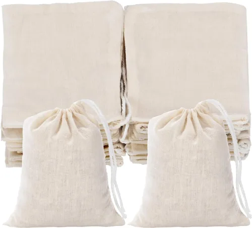Tatuo Bolsas de Muselina de Algodón con Cordón de 3 x 4 Pulgadas, Bolsa de Lino de Tela, Bolsita Reutilizable y Vacía para Regalo, para Fiestas y