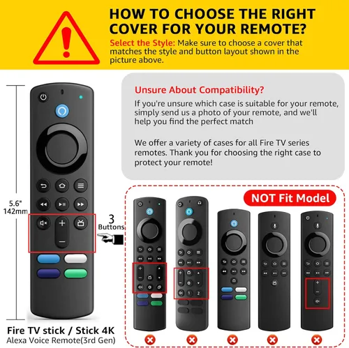 Miniatura 2 de ONEBOM Firestick - Funda protectora para control remoto de 3ª generación con Alexa Voice Remote 4K, funda protectora de silicona antideslizante a