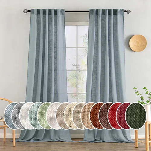 Miniatura 85 de MIULEE Cortinas de lino blanco de 108 pulgadas de largo para dormitorio, sala de estar, cortinas de ventana con textura de lino suave y grueso, Lino