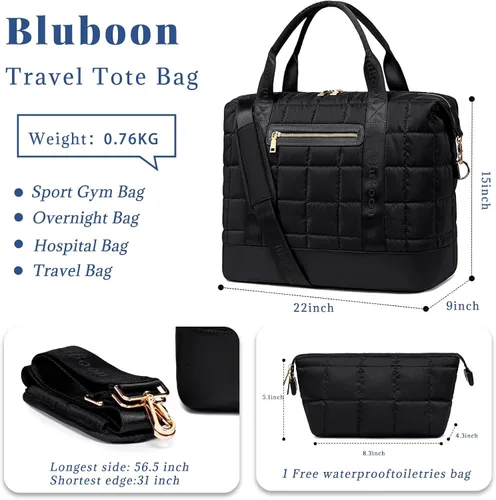 Miniatura 60 de BLUBOON Bolsas de viaje con cremallera, bolsa de lona para mujer, bolsa de fin de semana para mujer, bolsa de lona para llevar en la bolsa de lona