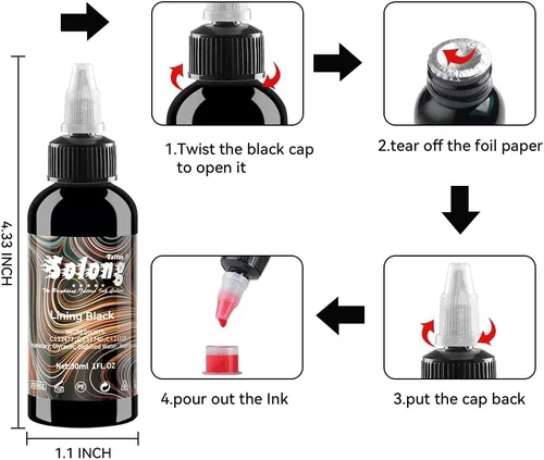 Miniatura 4 de Juego de 9 piezas de tinta de tatuaje, 1 oz (1.0 fl oz) Tattoo Supply USA Pigment Kit Solong Tattoo Ink Set TI302S-30-9