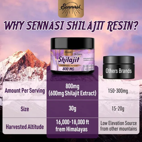 Miniatura 3 de Shilajit orgánico puro del Himalaya de 800 mg, resina Shilajit de máxima potencia de grado dorado, suplemento Shilajit con mezcla natural 8 en 1