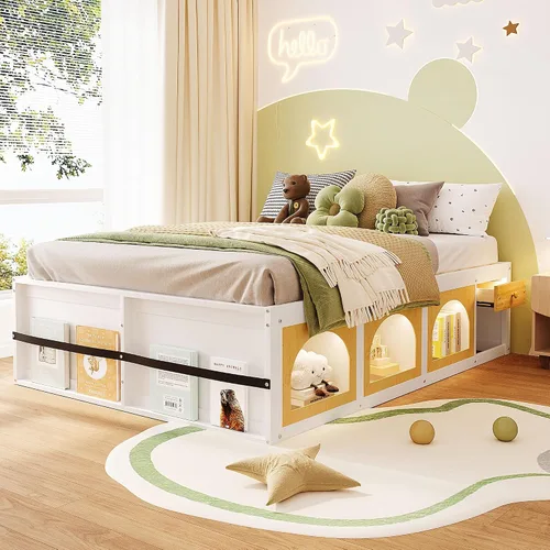 Miniatura 15 de Bellemave Cama infantil de tamaño individual con 2 cajones de almacenamiento, cama individual de madera con almacenamiento, marcos de cama