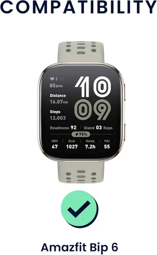 Miniatura 2 de kwmobile Correa compatible con Amazfit Bip 6 / Bip 5 Unity/Bip 5 / GTS 3 / Balance 2 / Correa de repuesto de silicona para reloj - Negro/Gris oscuro