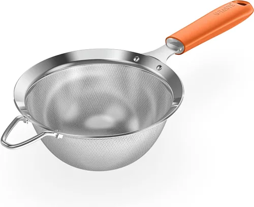 Miniatura 19 de Colador de malla de acero inoxidable 18/8: U-Taste Colador de alimentos de malla fina de cocina de 3.9 pulgadas con mango de silicona resistente (4)