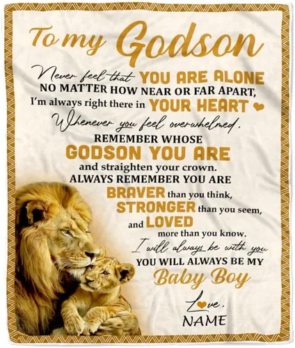 Miniatura 19 de Manta personalizada con texto en inglés «To My Godson», de Godmother Godmother Wolf Moon, My Love for You is Forever Godson Birthday Christmas