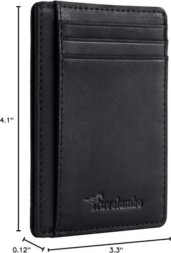 Miniatura 5 de Travelambo Billetera delgada con bolsillo delantero y clip para el dinero con bloqueo de identificación por radiofrecuencia, talla única
