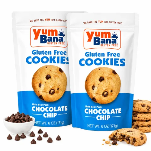 Yumbana Galletas con chispas de chocolate sin gluten, sin soja, sin nueces, sin sabores ni conservantes artificiales, ideales para aperitivos y