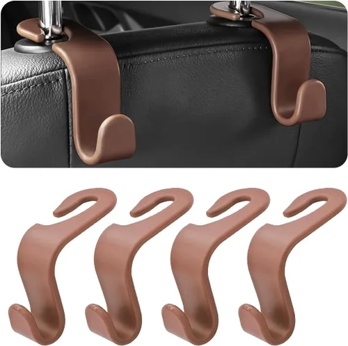 Miniatura 20 de 4 ganchos para reposacabezas de asiento de coche, soporte de colgador para asiento trasero, organizador de vehículo universal y elegante