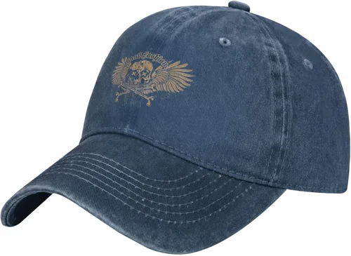 Sombrero de vaquero de moda para hombre y mujer, ajustable para cuatro estaciones, gorra de béisbol del infierno con ángel, azul marino, Azul marino