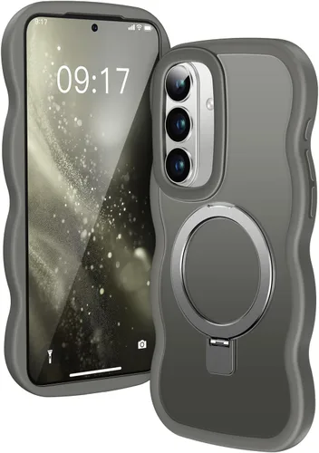 Miniatura 34 de [Soporte magnético y marco ondulado] Funda para Samsung Galaxy S24 Ultra [compatible con MagSafe] [protección militar contra caídas] no amarillenta