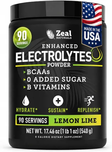 Miniatura 14 de Zeal Electrolyte Powder - 90 porciones Polvo de electrolitos Keto Cero azúcar, BCAA, vitaminas B Potasio, zinc, magnesio Bebida