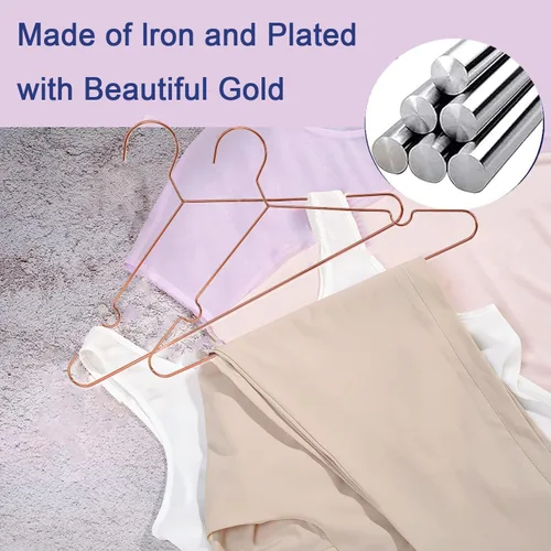 Miniatura 4 de Perchas de ropa estándar de alambre de metal de color oro rosa, paquete de 30 perchas resistentes para camisas, blusas, 16.5 pulgadas, traje