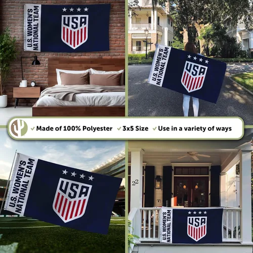 Miniatura 3 de Desert Cactus Bandera de fútbol de Estados Unidos USWNT Equipo nacional femenino de Estados Unidos, 100% poliéster, para interiores y exteriores, 3